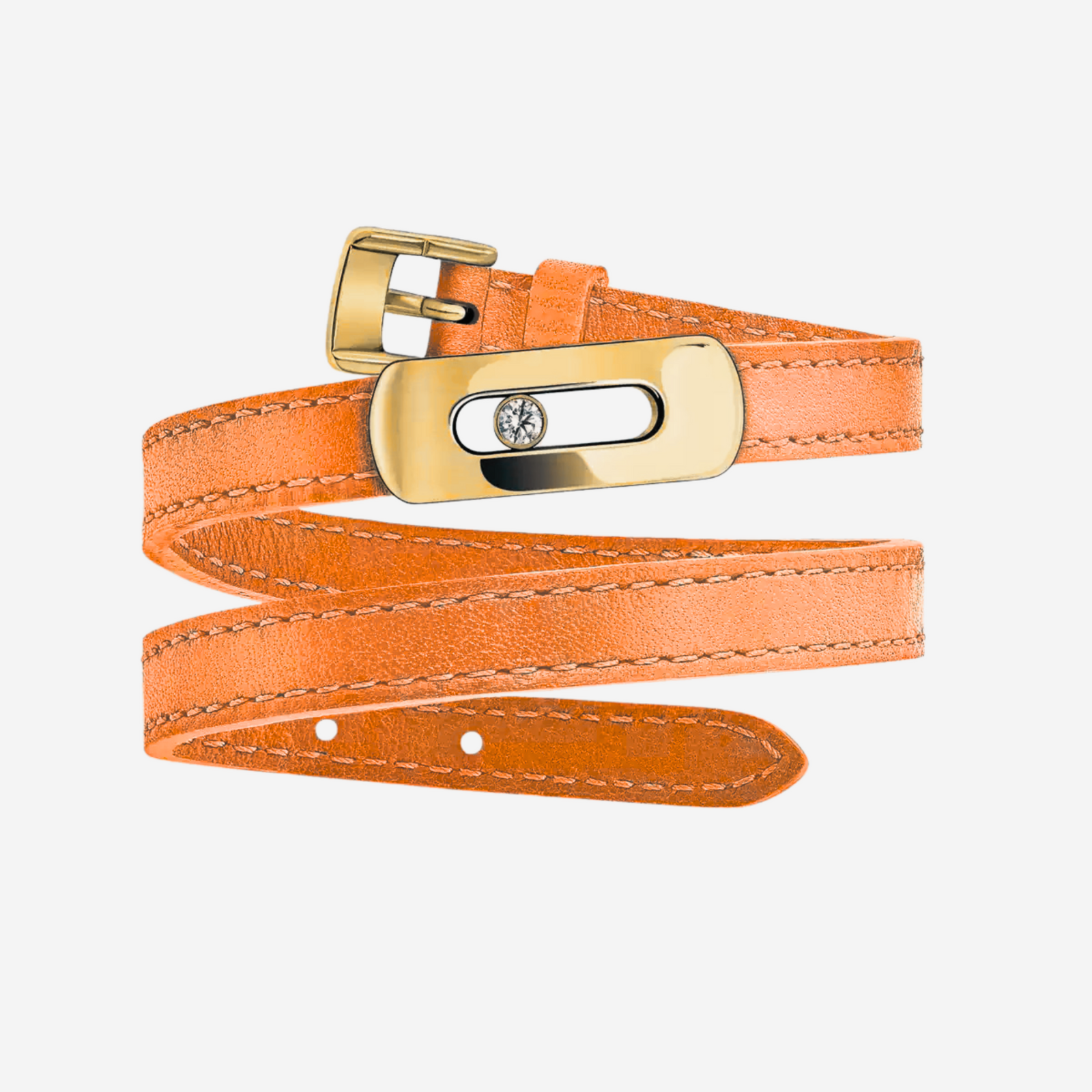 BRACELET MESSIKA CUIR ORANGE GOLD