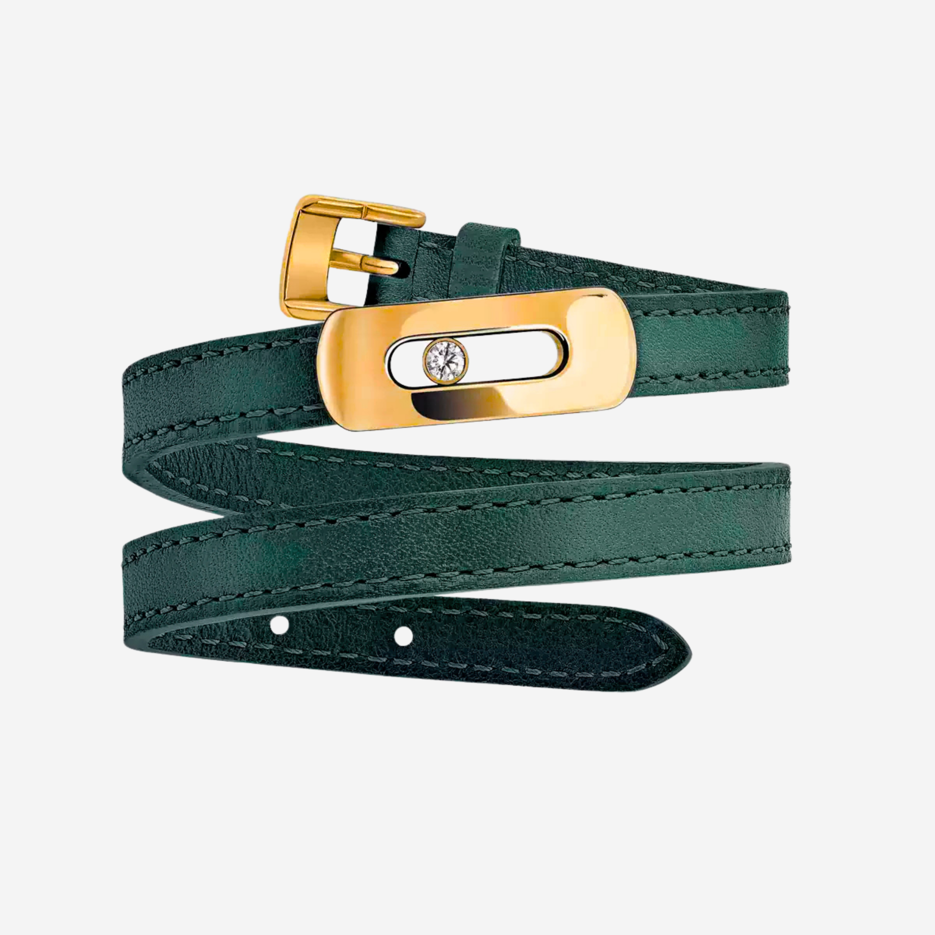 BRACELET MESSIKA CUIR VERT GOLD