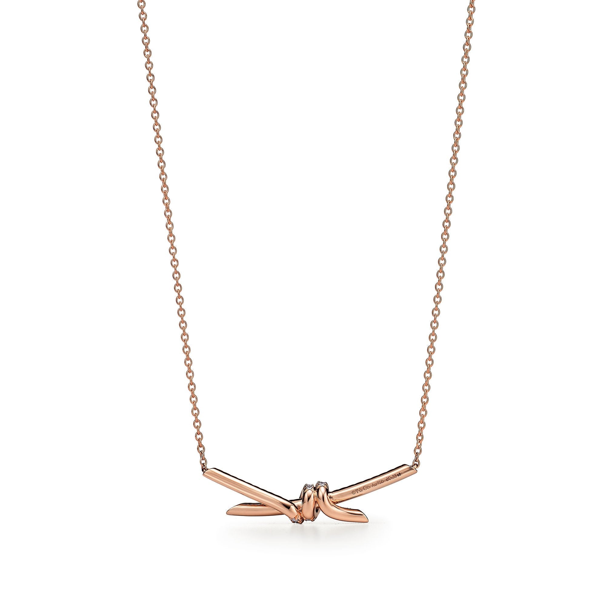 COLLIER TIFFANY & CO KNOT PENDENTIF DIAMONDS ROSE-GOLD