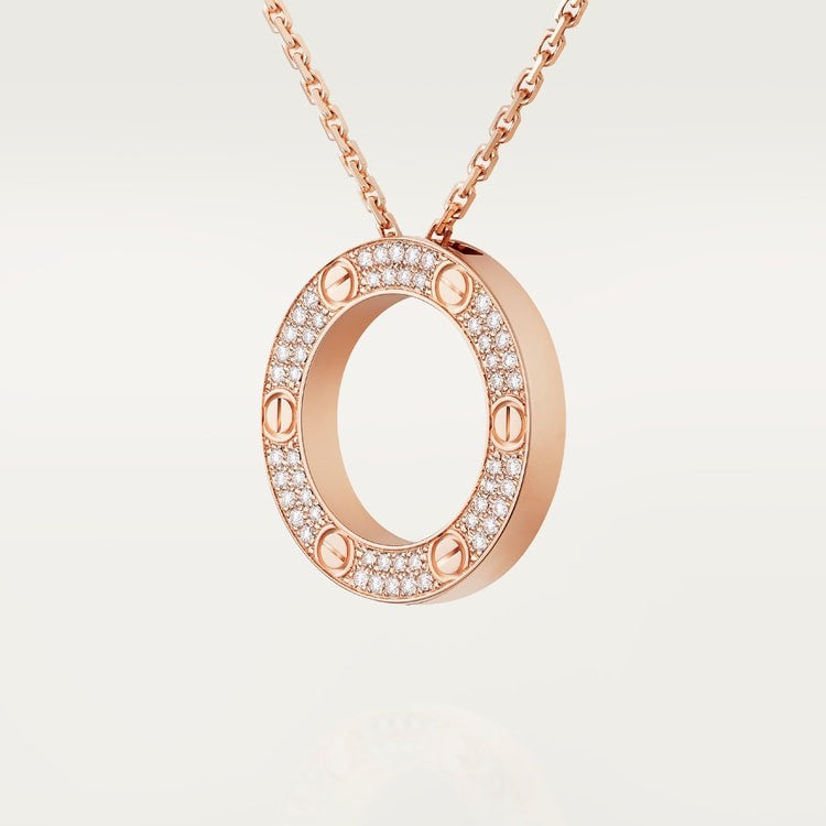 COLLIER CARTIER PENDENTIF LOVE PAVÉ ROSE GOLD