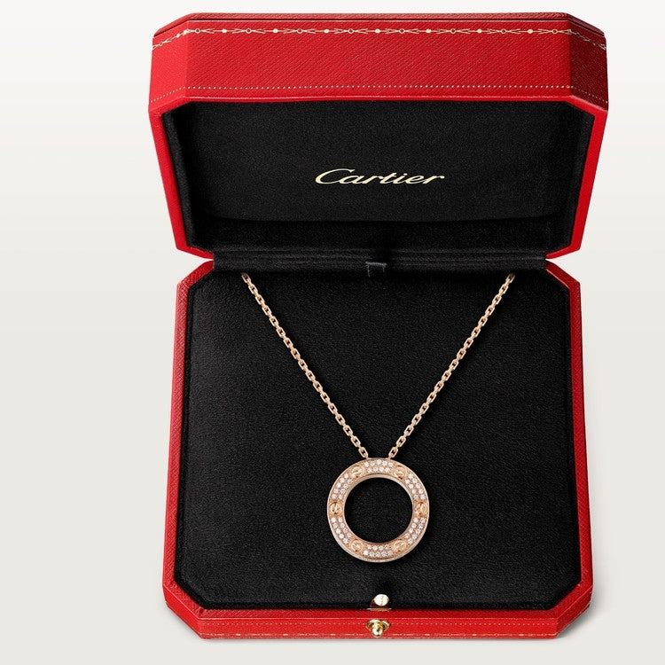 COLLIER CARTIER PENDENTIF LOVE PAVÉ ROSE GOLD