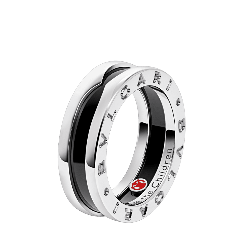 BAGUE BVLGARI SAVE THE CHILDREN NOIR WHITE GOLD