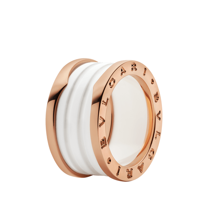 BAGUE BVLGARI B.ZERO1 CERAMIC BLANC ROSE GOLD
