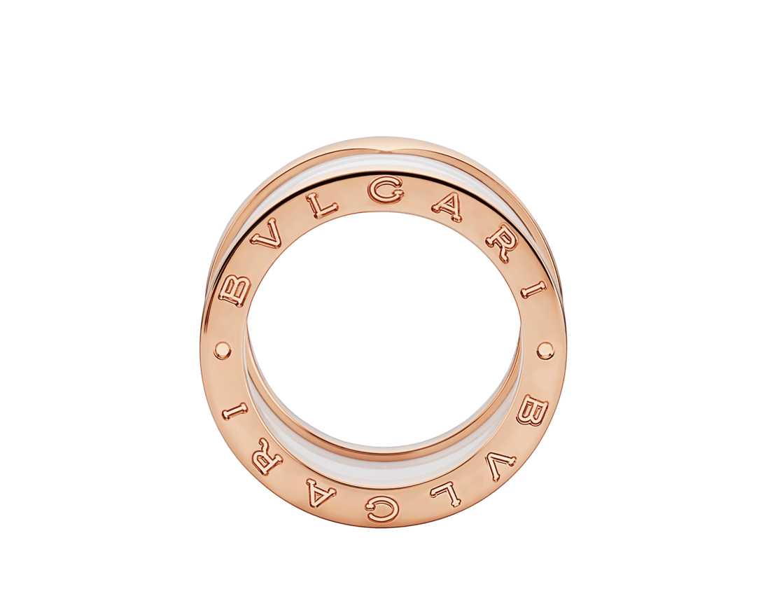 BAGUE BVLGARI B.ZERO1 CERAMIC BLANC ROSE GOLD