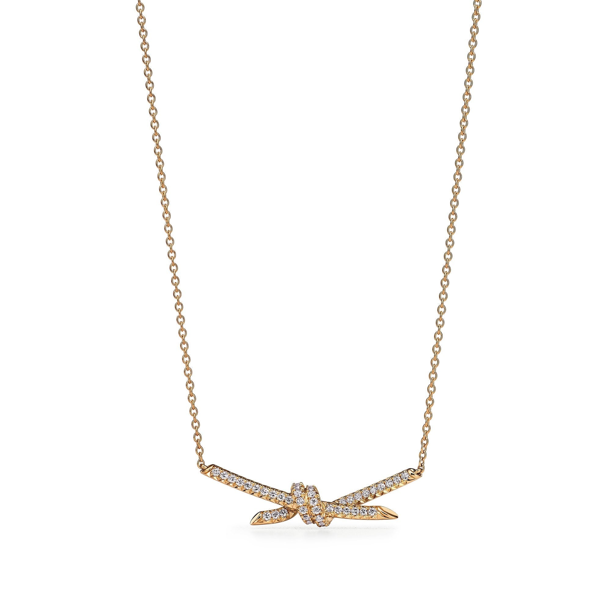 COLLIER TIFFANY & CO KNOT PENDENTIF DIAMONDS-GOLD