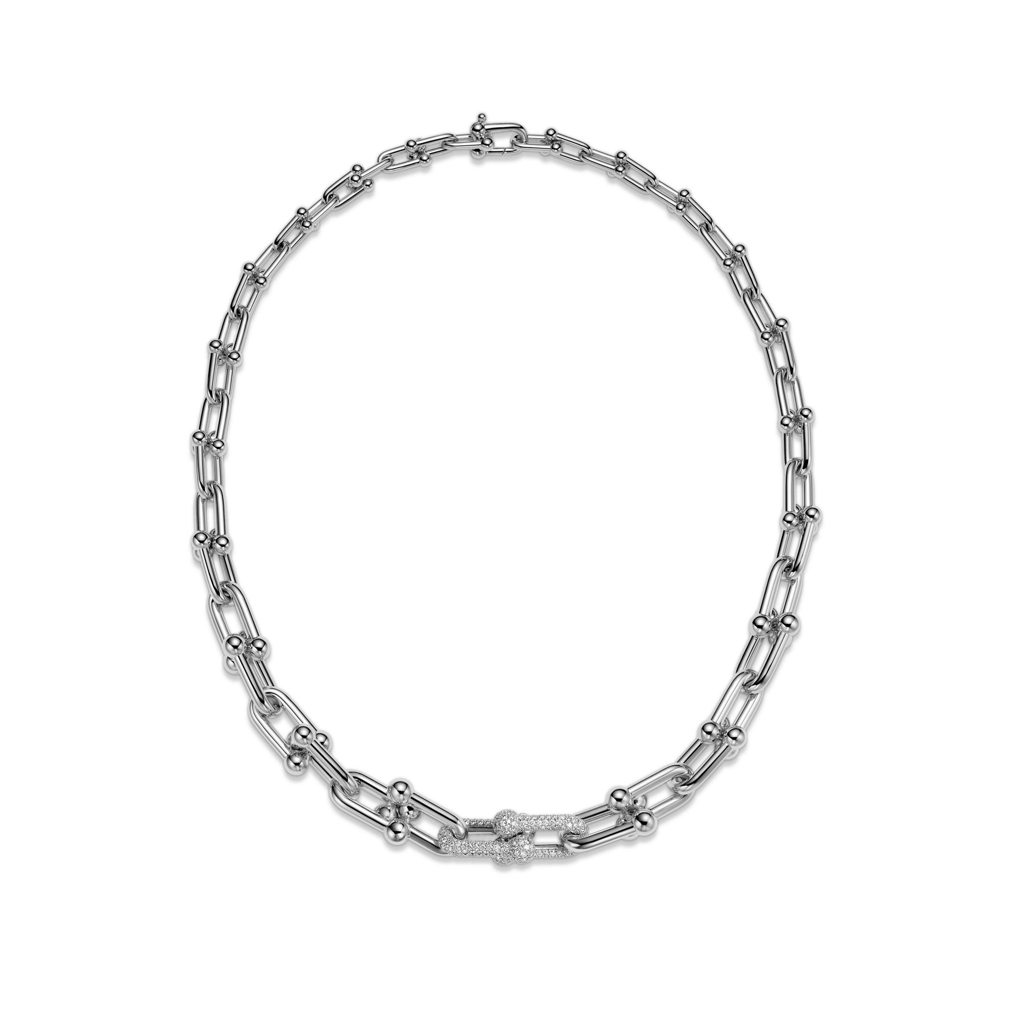 COLLIER TIFFANY & CO GRADUATED LINK NECKLACE DIAMONDS WHITE-GOLD