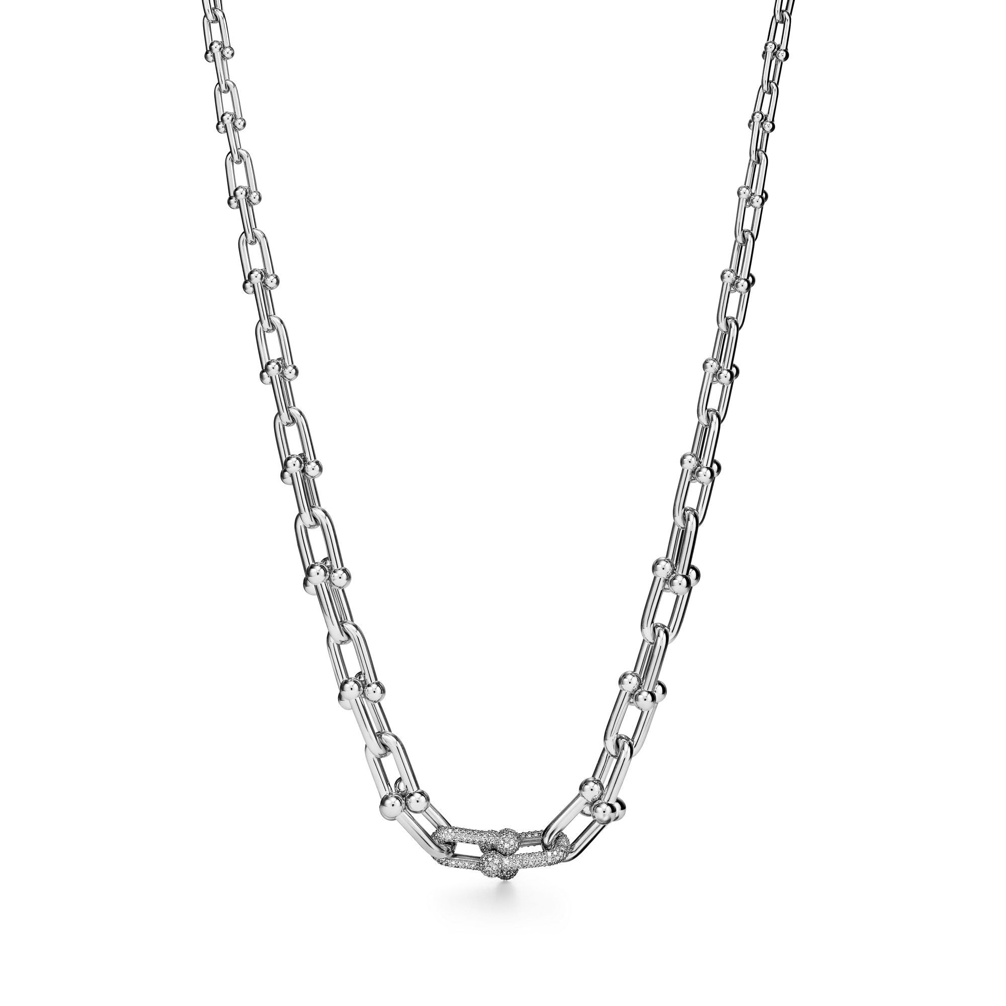 COLLIER TIFFANY & CO GRADUATED LINK NECKLACE DIAMONDS WHITE-GOLD